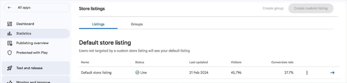 The store listing changes behind the climb.